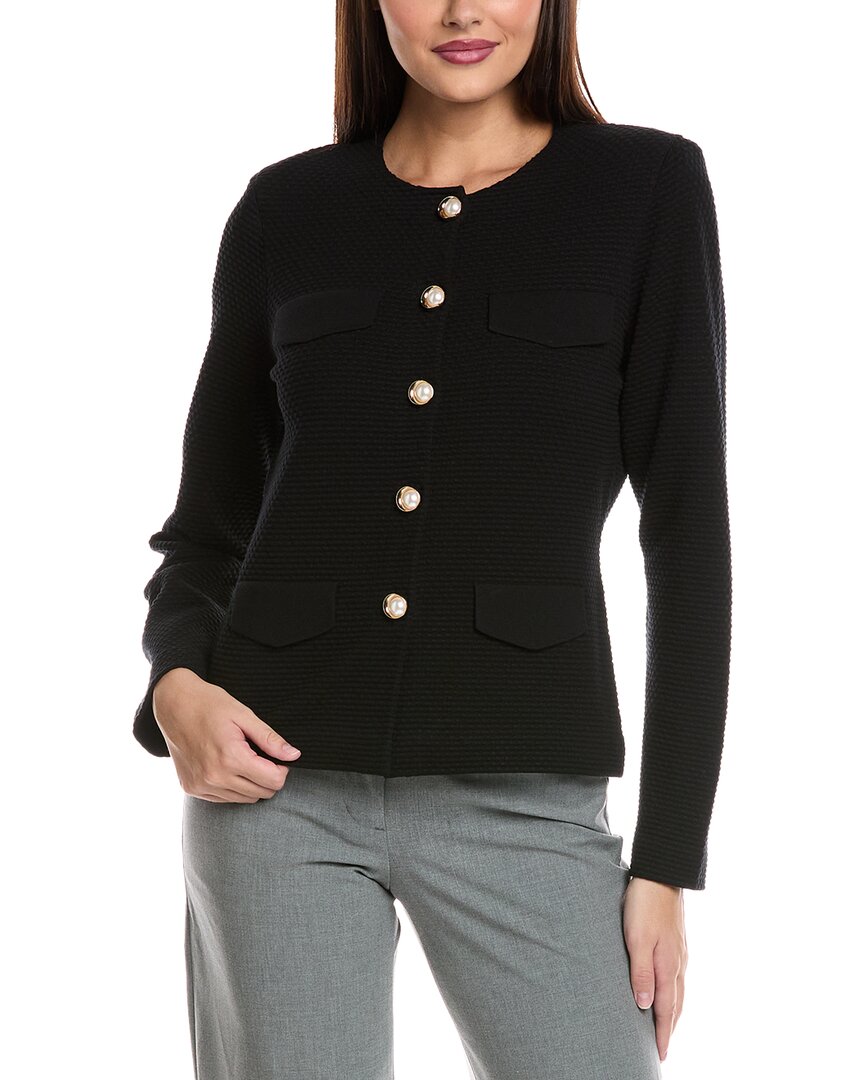 St John St. John Punto Riso Knit Jacket In Black