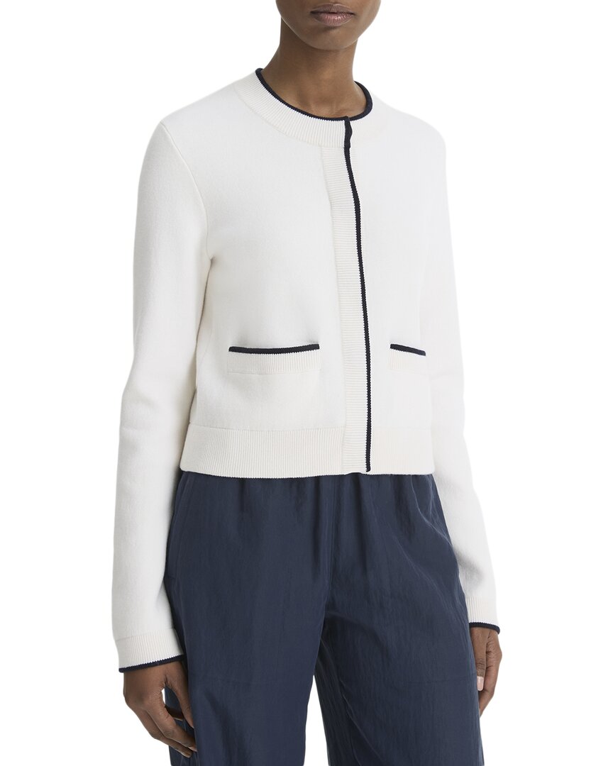 Vince Contrast Tipped Cashmere-blend Snap Cardigan