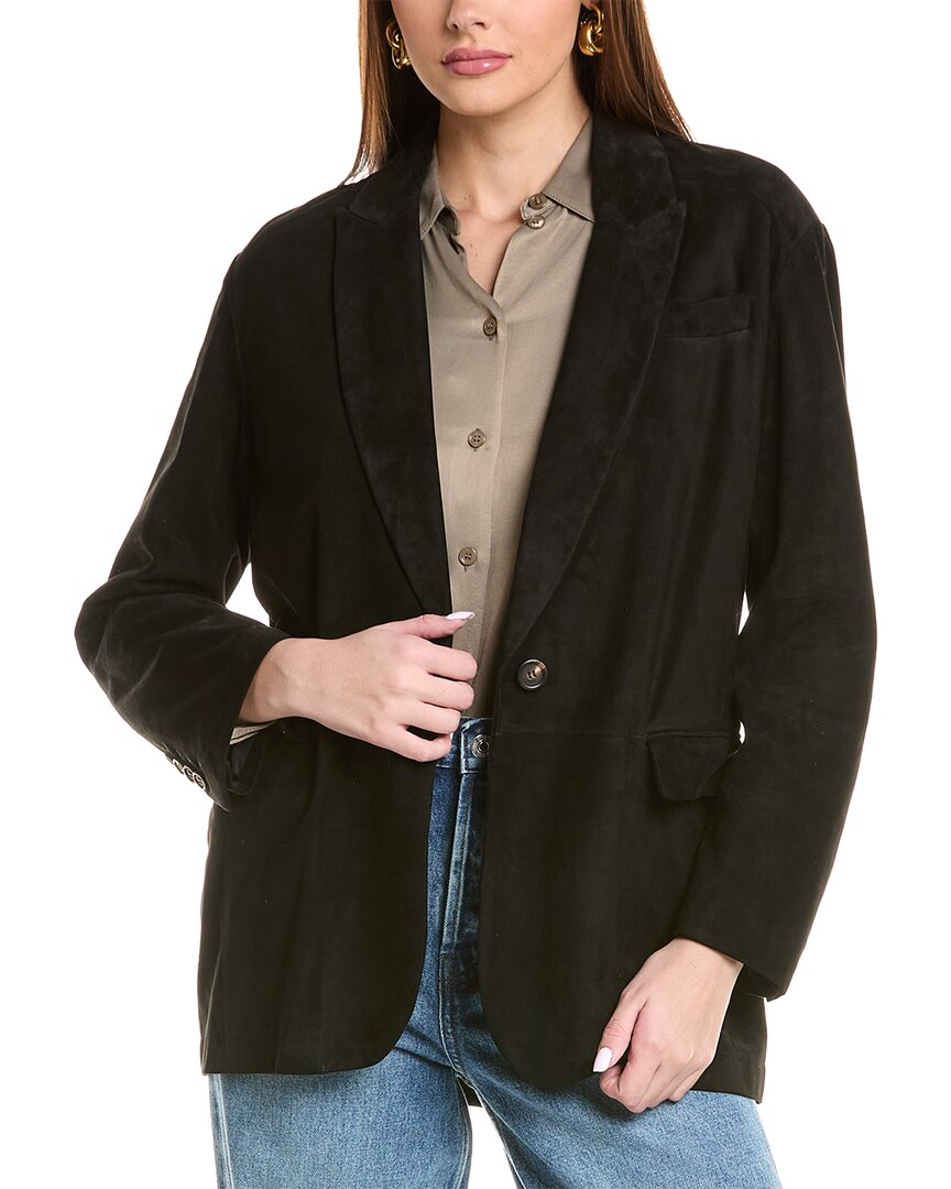 Brunello Cucinelli Suede Blazer In Black