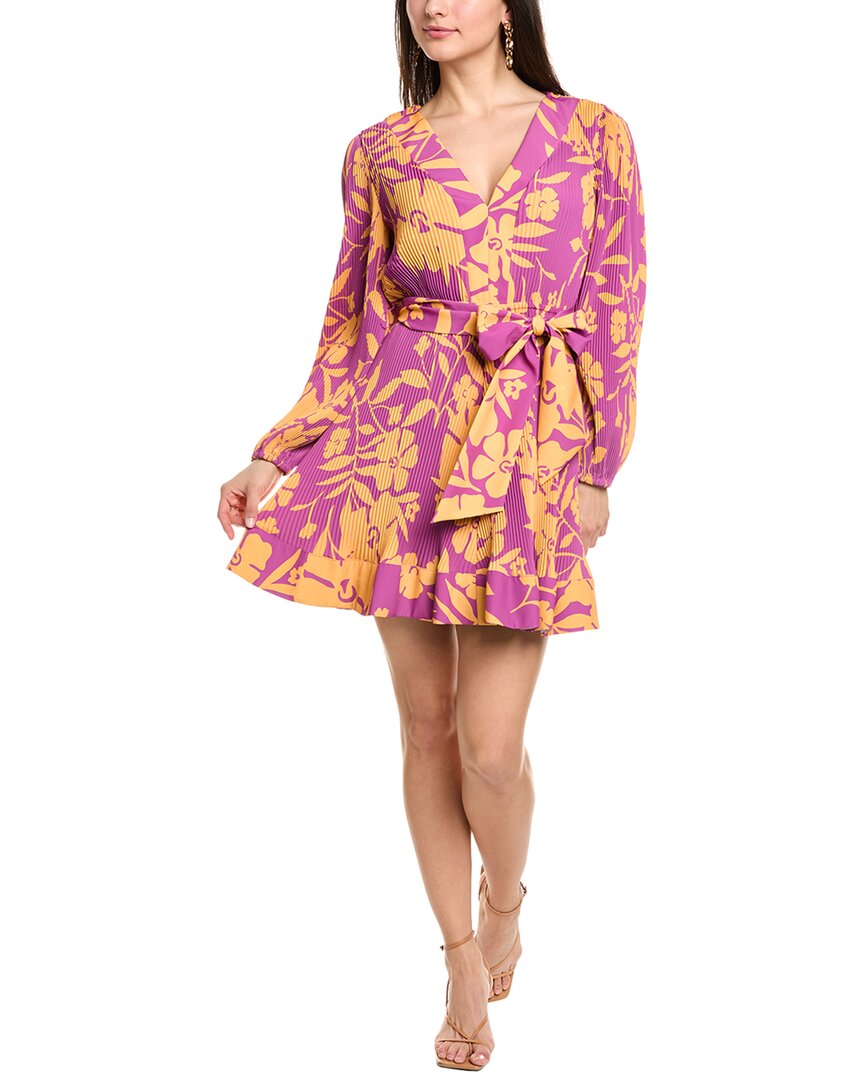 Milly Liv Pleated Satin Mini Dress In Purple