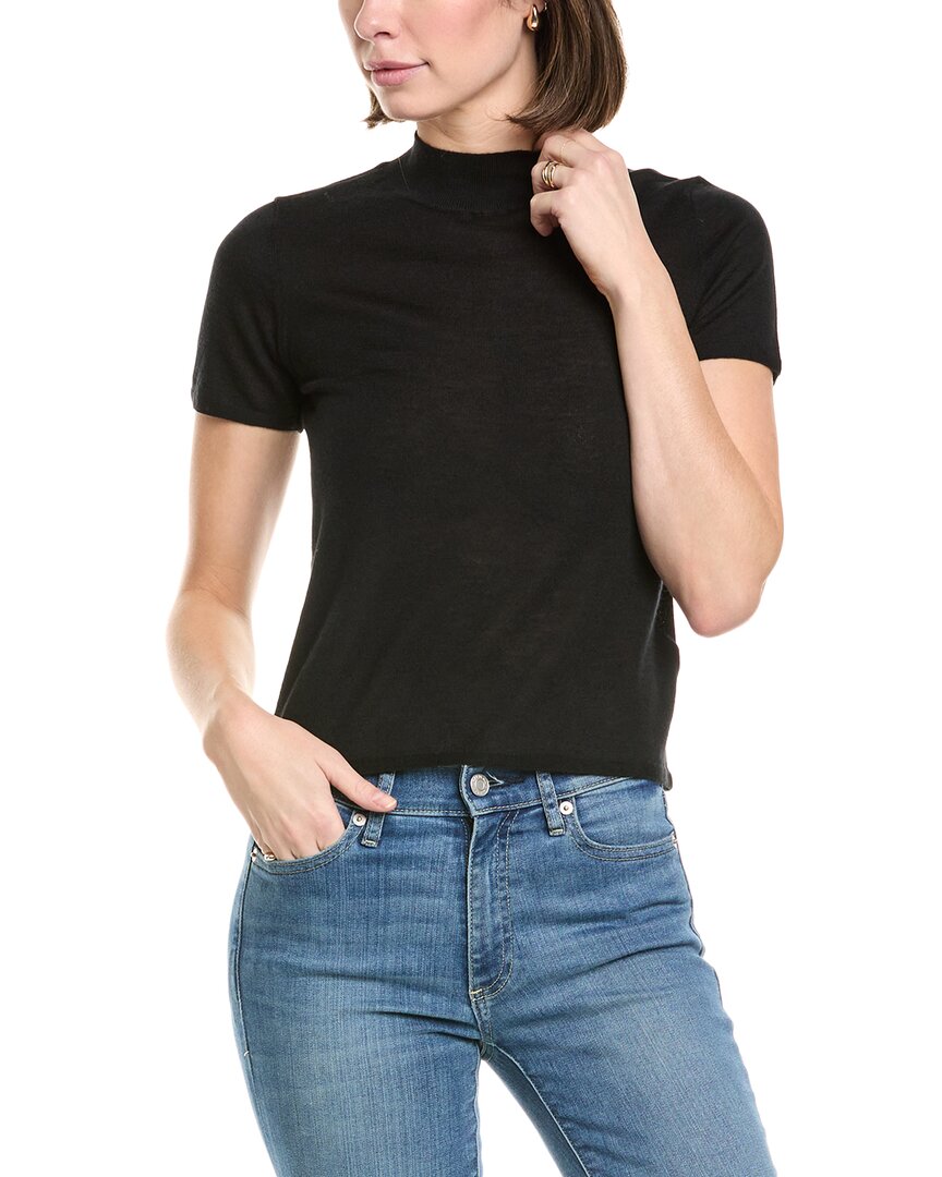 7 For All Mankind Mock Neck Cashmere Sweater In Black