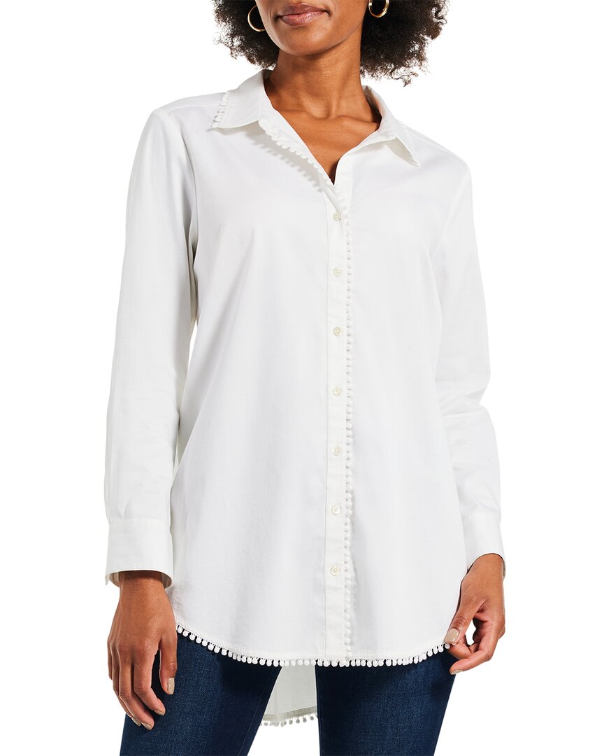 Nic + Zoe Roundabout Picot Trim Stretch Cotton Button-up Shirt