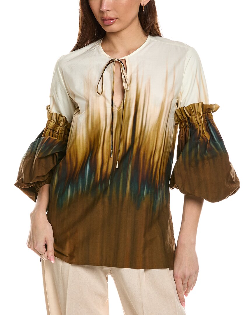 Silvia Tcherassi Neyla Silk-blend Blouse In Brown