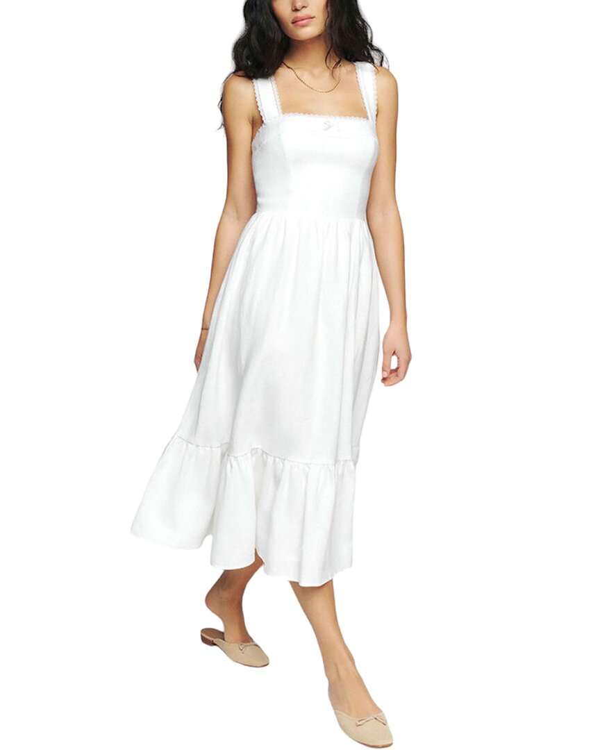 Adele Berto Linen Midi Dress In White