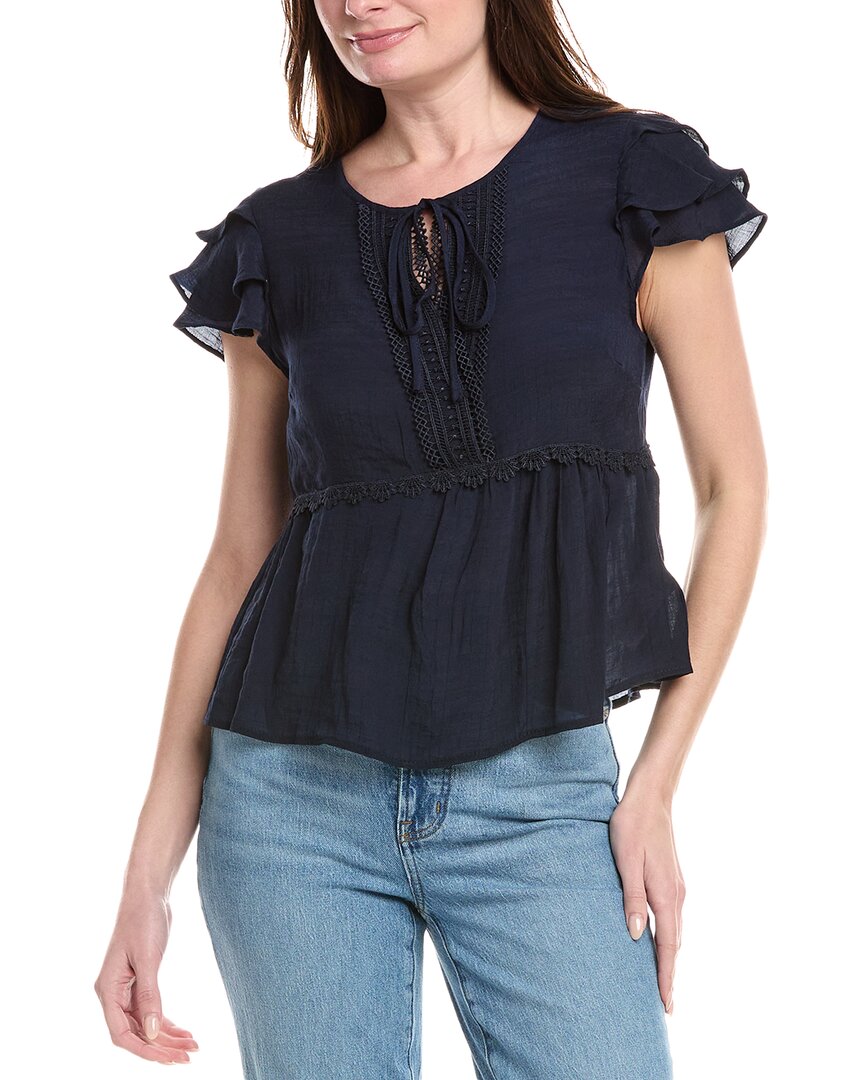 Nanette Lepore Vince Camuto Tiered Sleeve Blouse In Blue