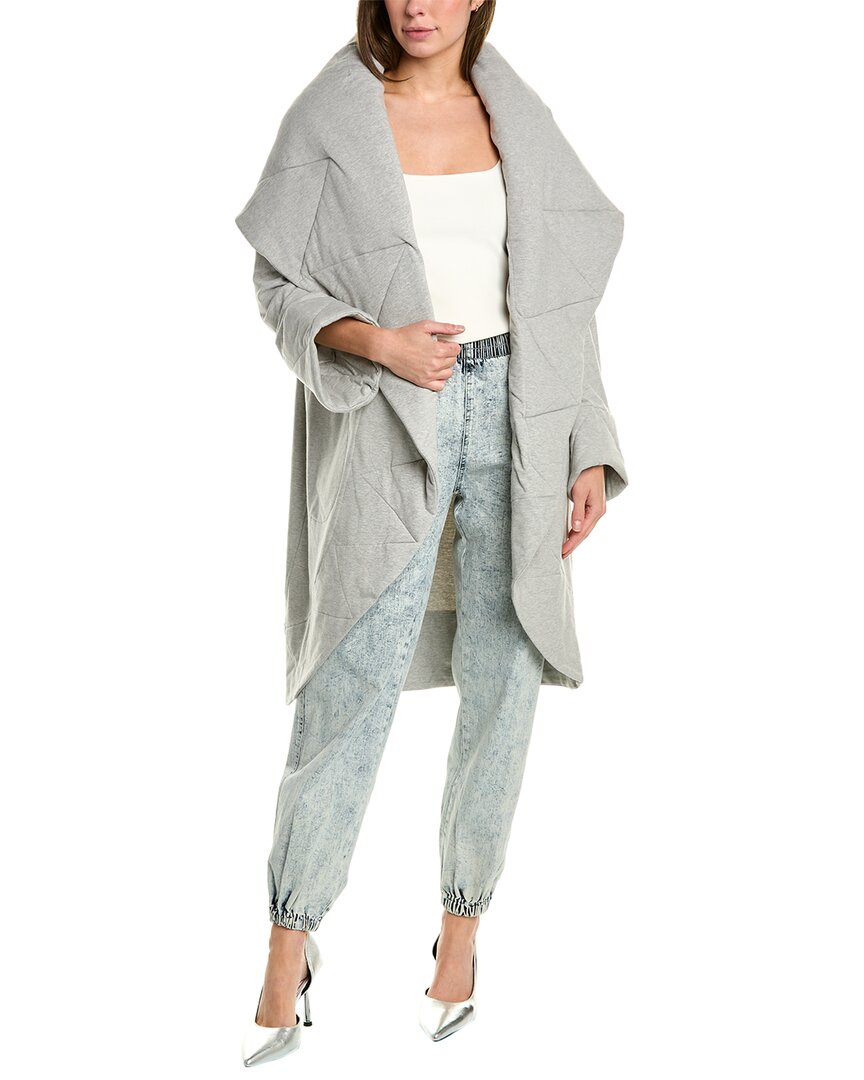 Norma Kamali Quilted Shawl Collar Coat In Grey | ModeSens