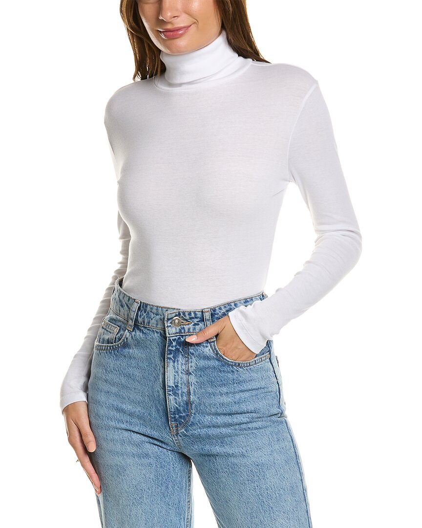 Splendid Long Sleeve Turtleneck Top In White
