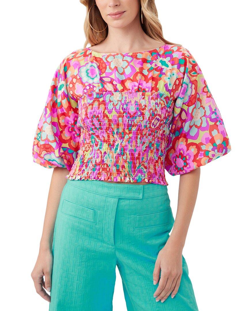Trina Turk Sumi Puff Sleeve Silk Top
