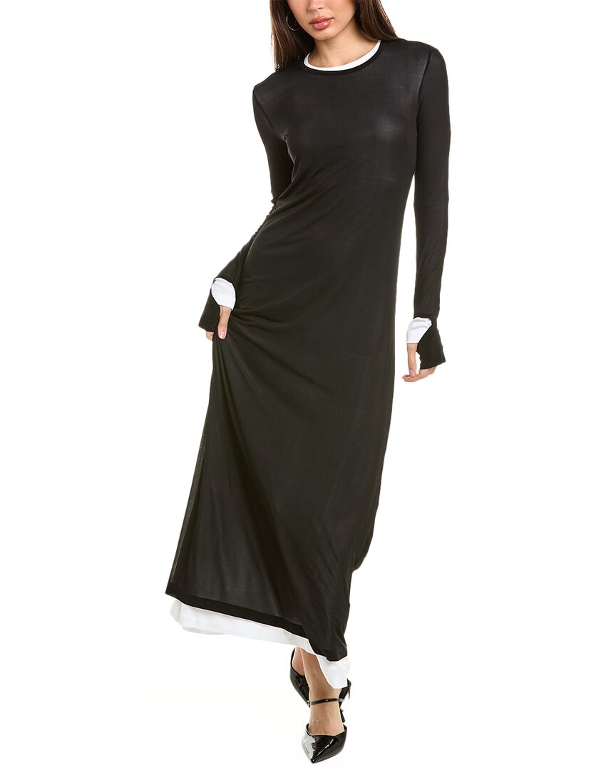 Helmut Lang Mehrlagiges Maxikleid Aus Cupro In Black