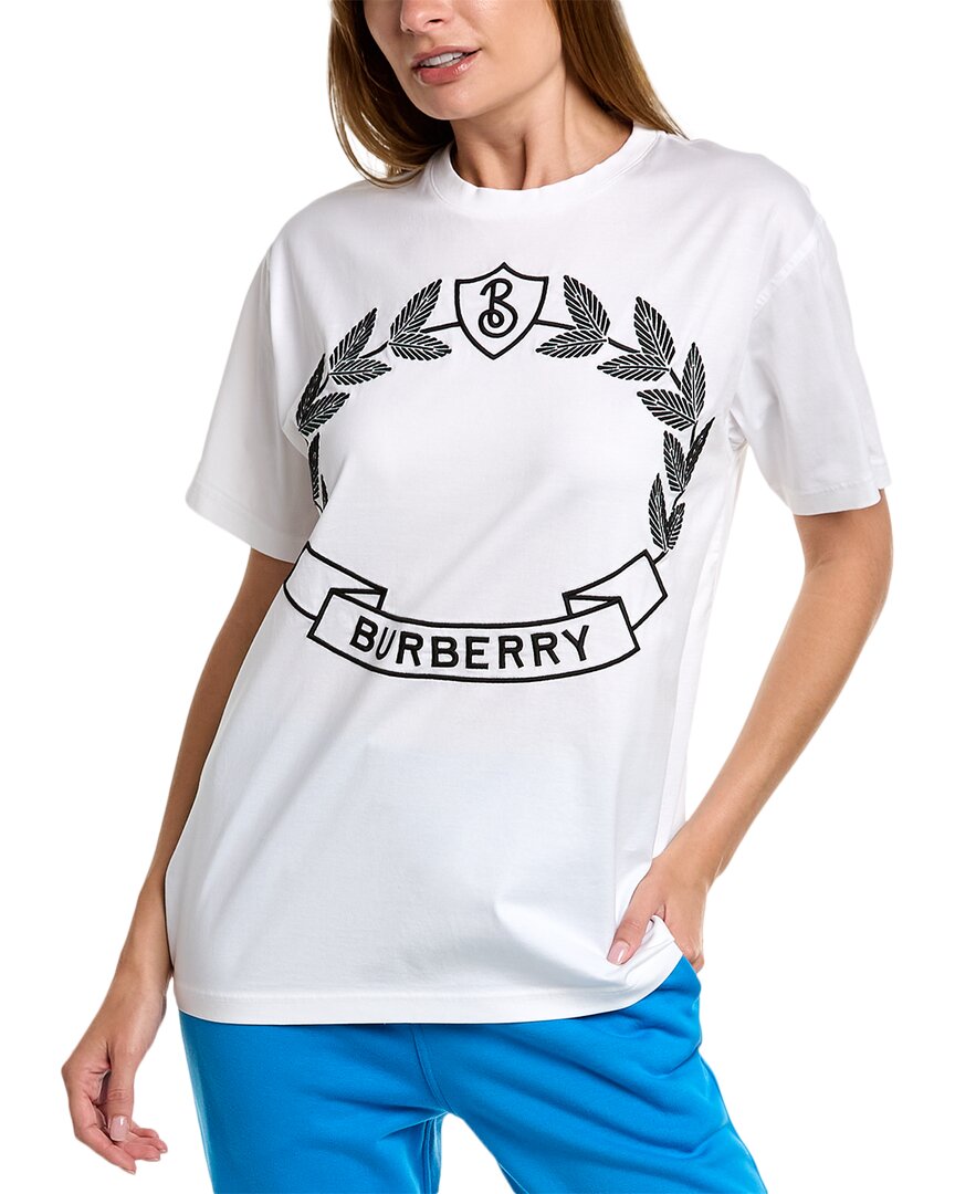 Shop Burberry Oak Leaf Crest T-shirt In White