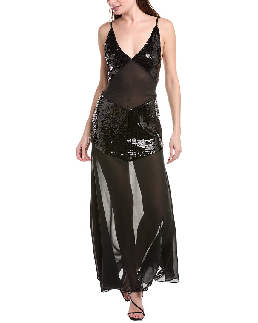 Weworewhat Sheer Panel Maxi Dress In Black