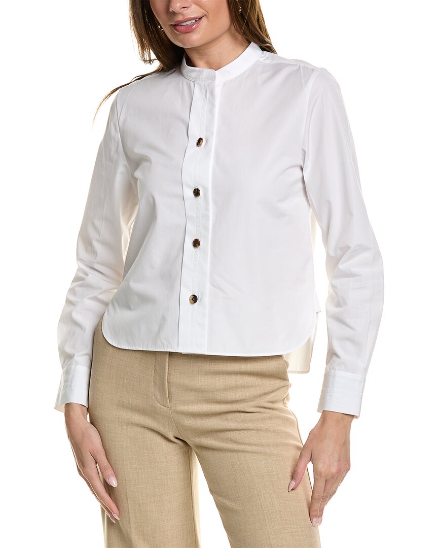 Shop Lafayette 148 New York Band Collar Top In White