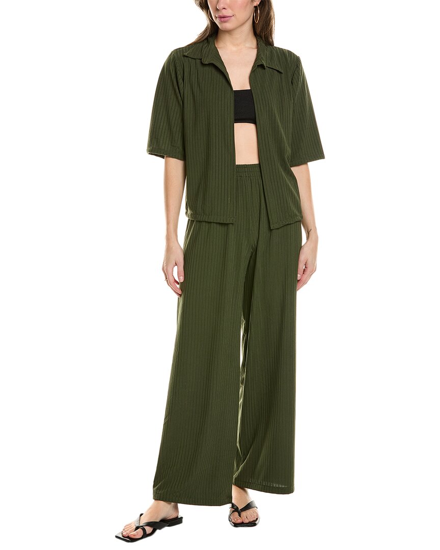 Shop Anna Kay Savanna Silk-blend Top & Pant Set In Green