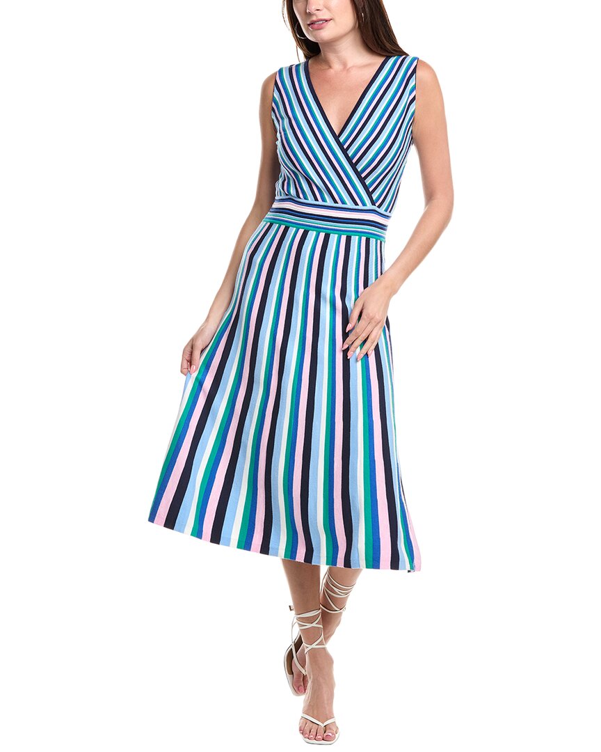 T Tahari Women's Striped Midi-dress In Blue
