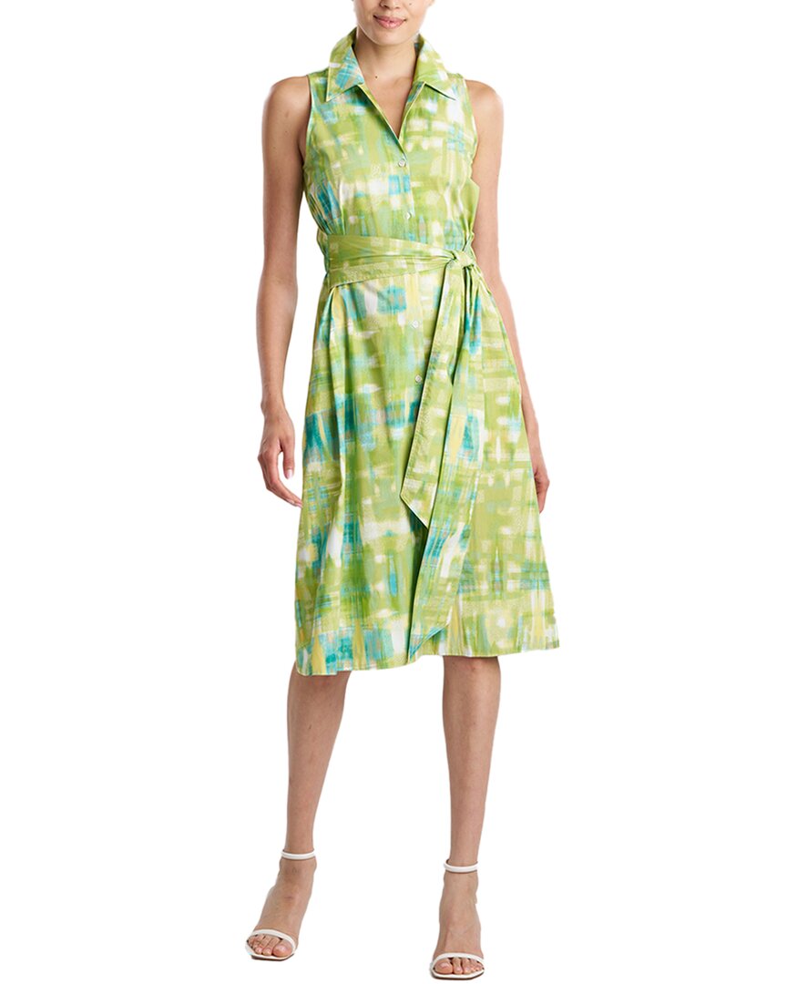 Natori Plaids Halter Button Down Dress In Green