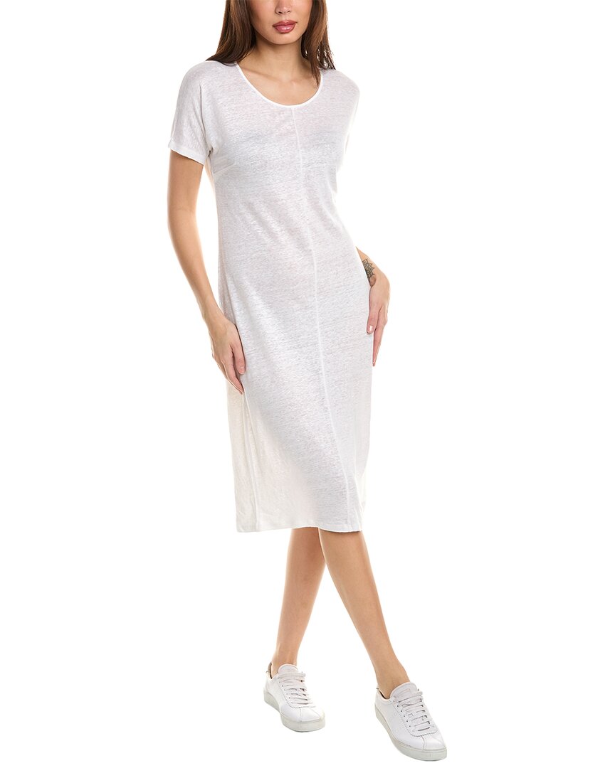 Shop Majestic Filatures Linen-blend T-shirt Dress In White