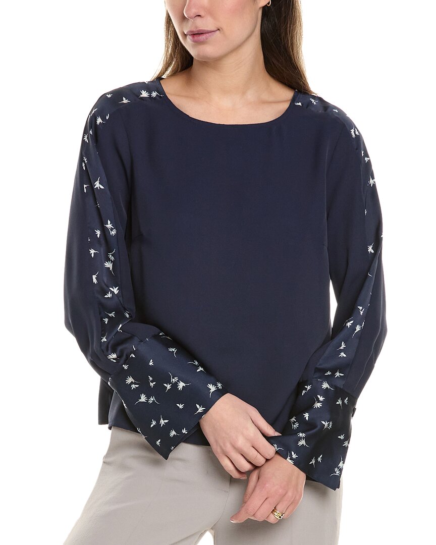 Vince Camuto Extended Shoulder Blouse In Navy