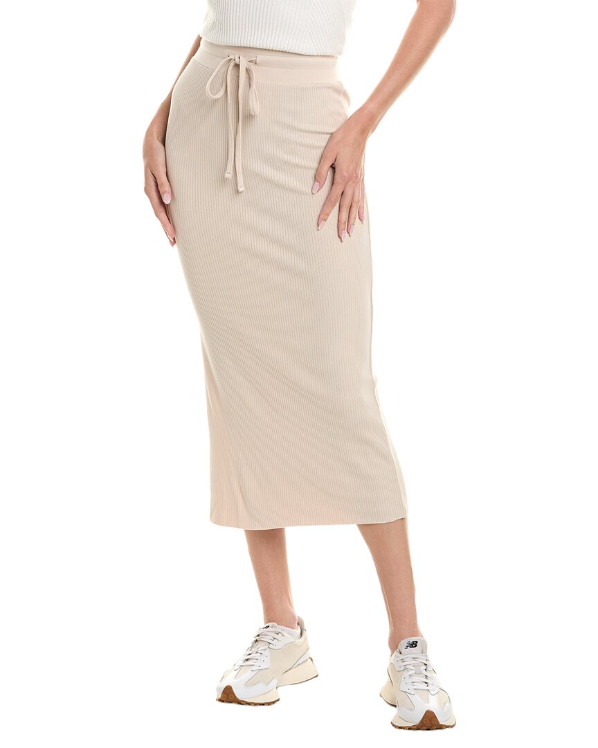 The Range Alloy Rib Drawcord Midi Skirt In Neutral