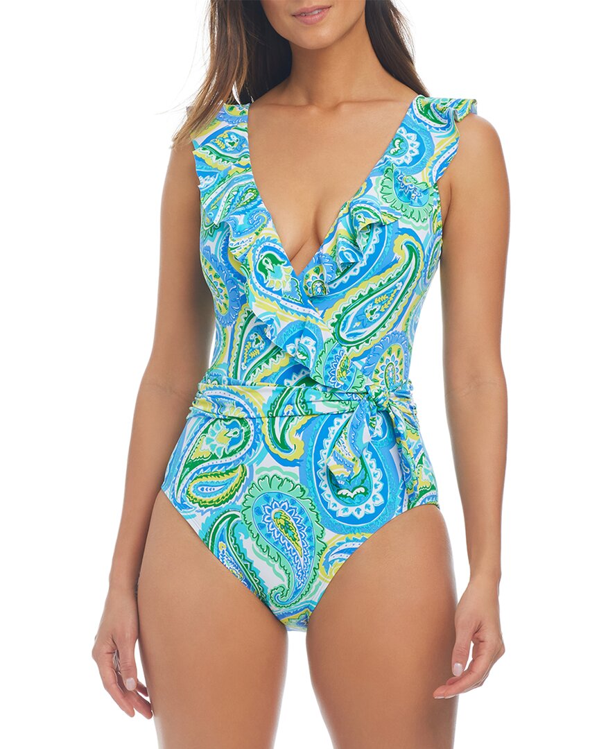 Bleu Rod Beattie More Is More Ruffle Surplice One-piece