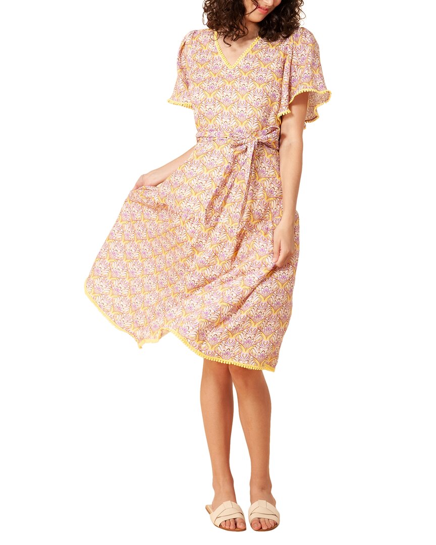 Hale Bob V-neck Linen Midi Dress