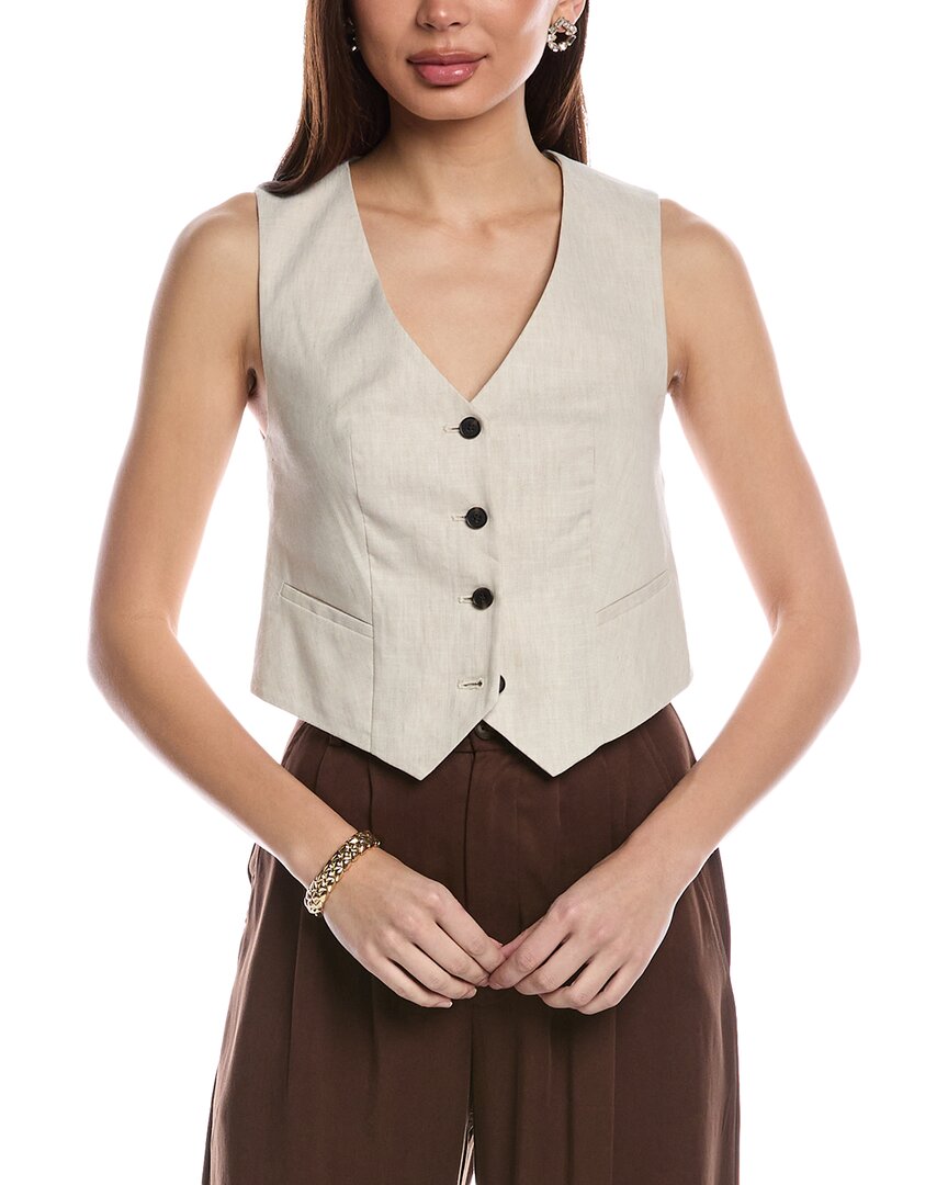 Allsaints Whitney Linen Blend V-neck Waistcoat In Brown