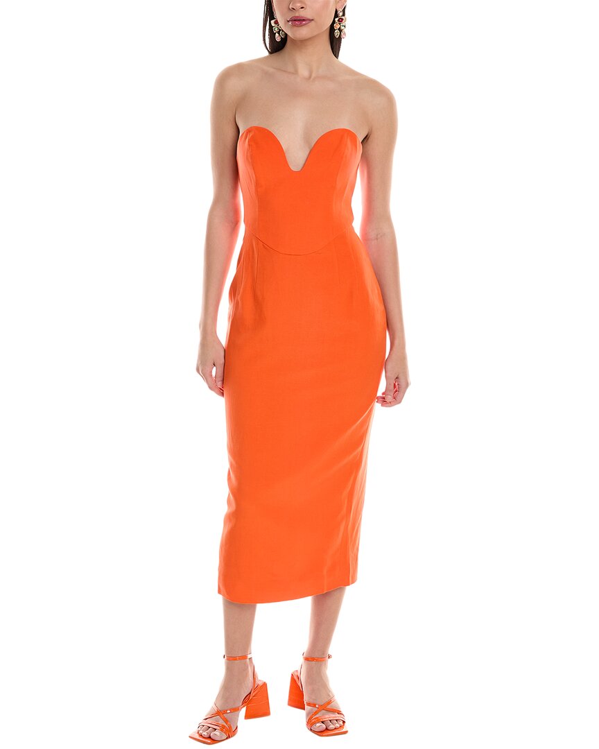 Shop Mara Hoffman Isla Linen-blend Midi Dress In Orange