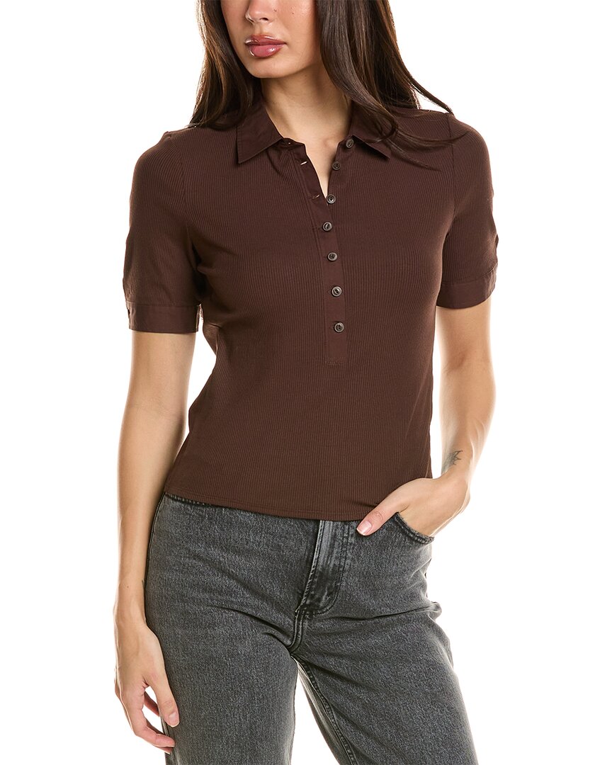 Rag & Bone Ribbed Mix Media Polo Shirt