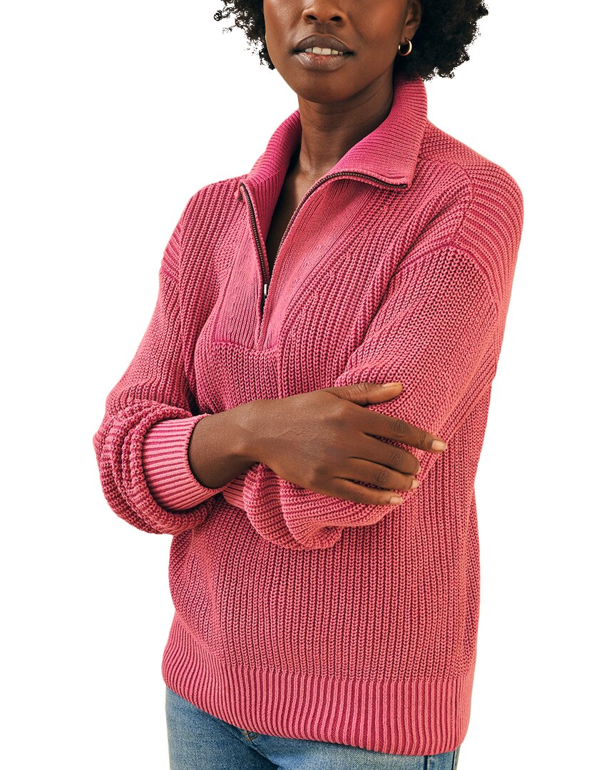 Faherty Sunwashed Mariner Sweater In Festival Fushia