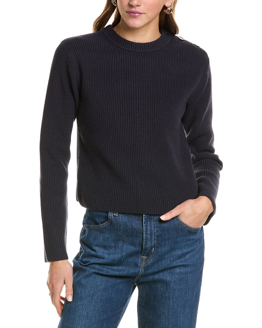 Vince Button Shoulder Sweater In Blue
