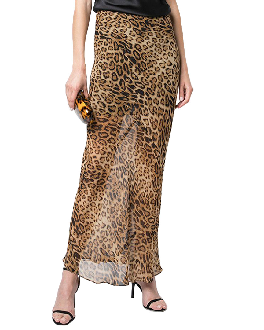 Image of Nili Lotan Ella Leo Print Silk Maxi Skirt