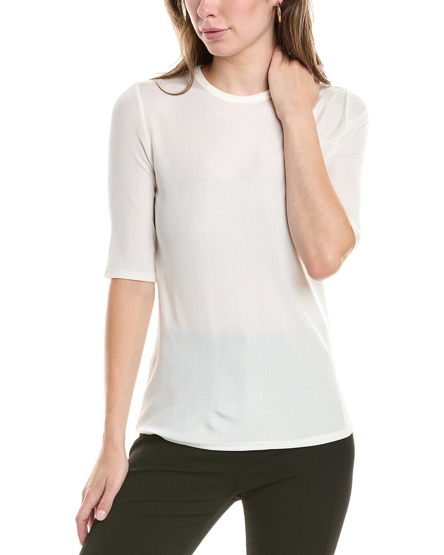 St John St. John Elbow-sleeve Stretch Top In White