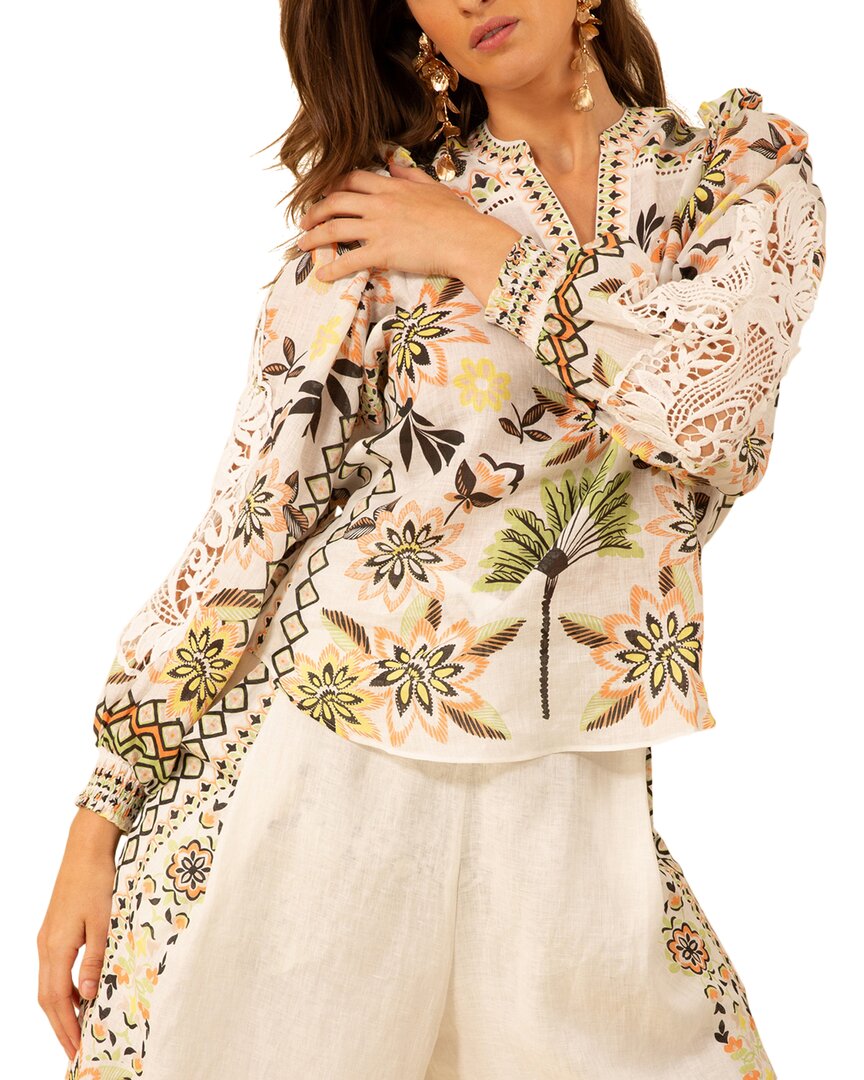 Hale Bob Kayla Linen Blouse In Multi