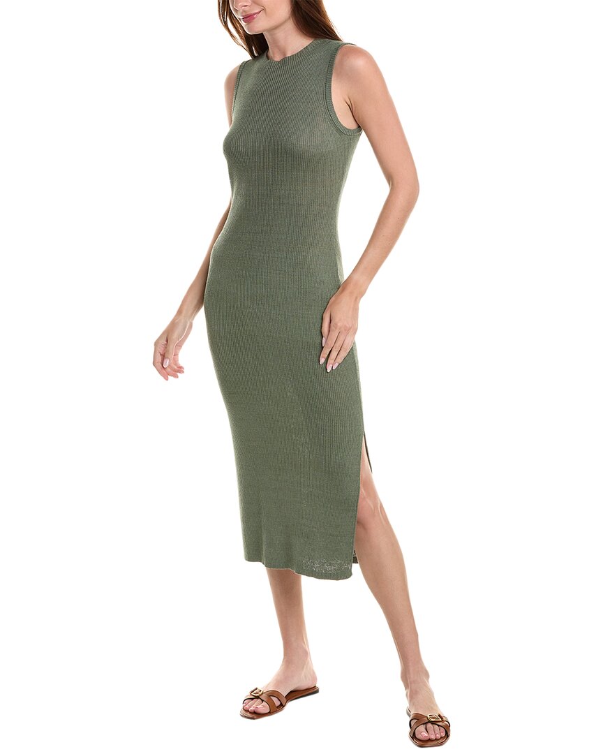 Onia Linen-blend Rib Tank Midi Dress