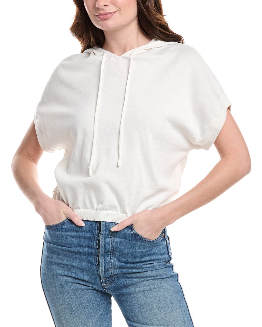 Vince Camuto Extended Shoulder Hoodie In White