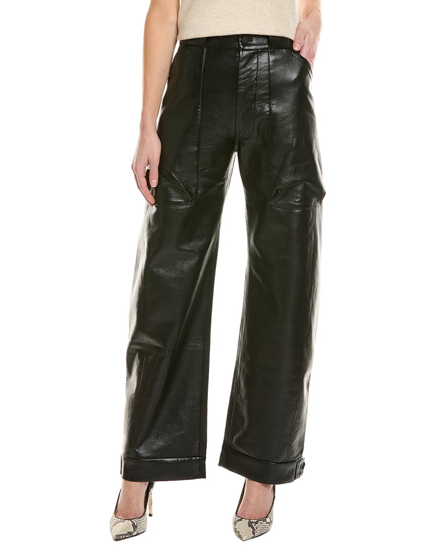 Mother The Half-pipe Cargo Nerdy Faux Leather Pants In Black