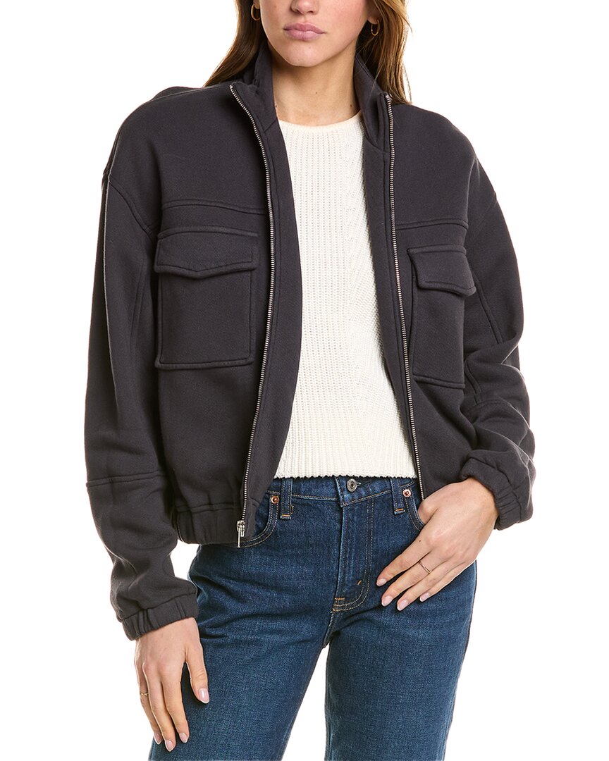 Monrow Seamed Bomber Jacket In Black