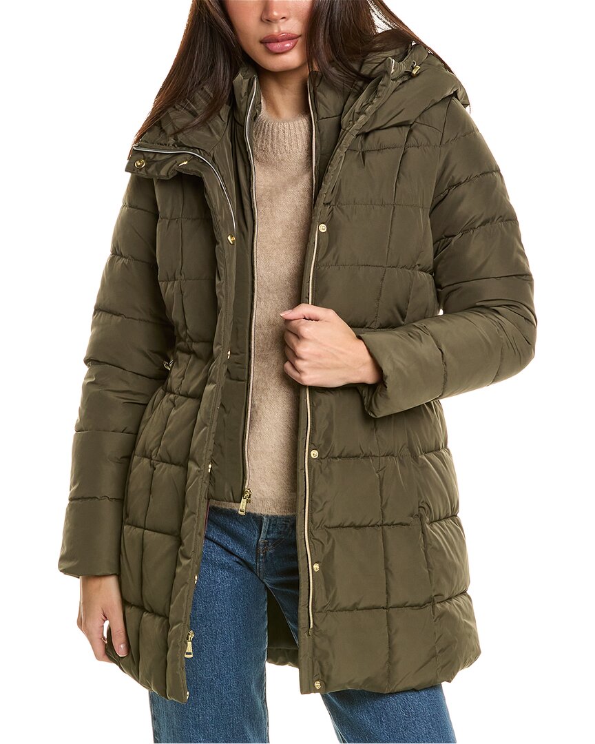 Shop Cole Haan Signature Quilted Down Coat In Green