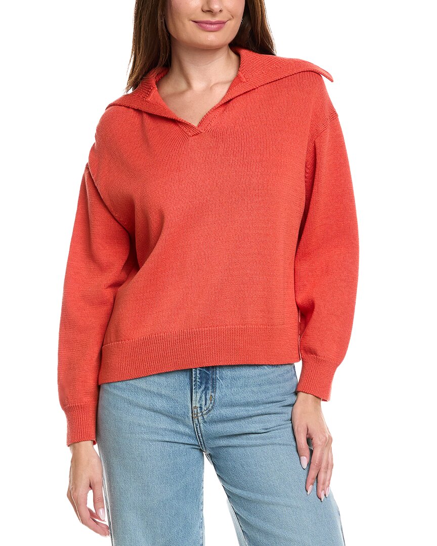 Lafayette 148 New York Collared Dropped-shoulder Sweater In Orange