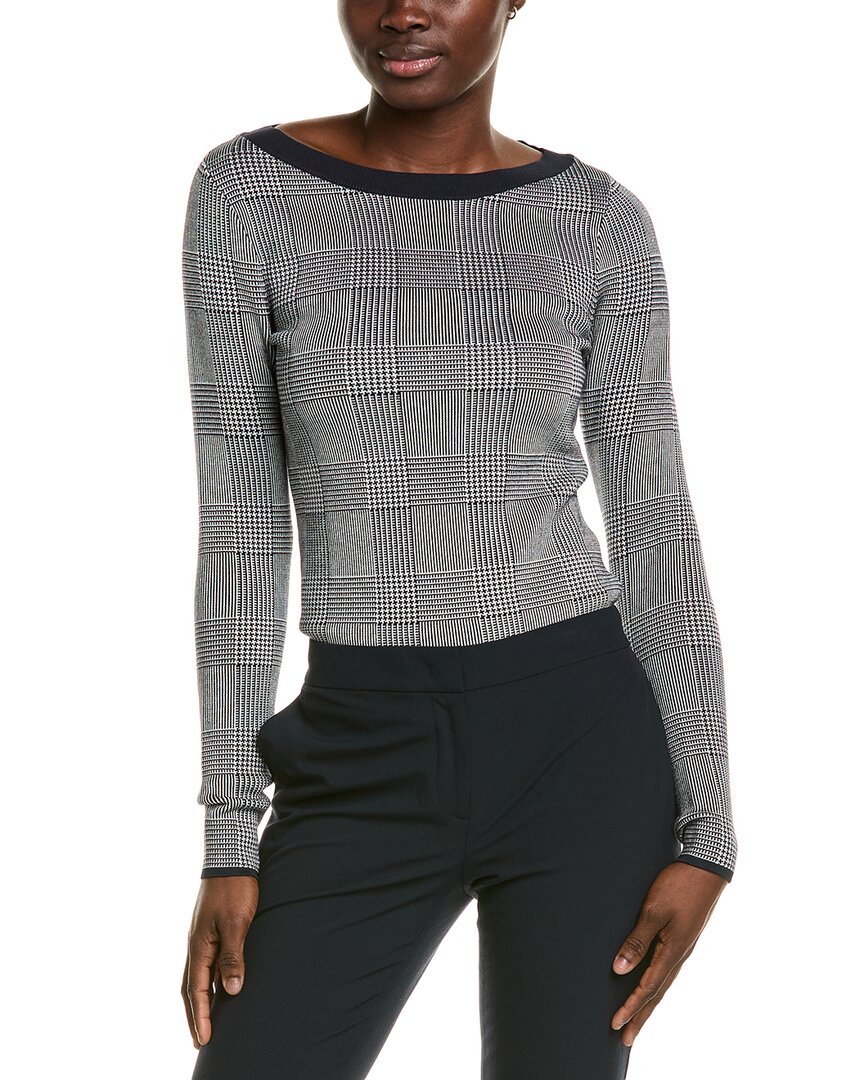 Hugo Boss Wide-neck Sweater In Stretch Jacquard In Gray