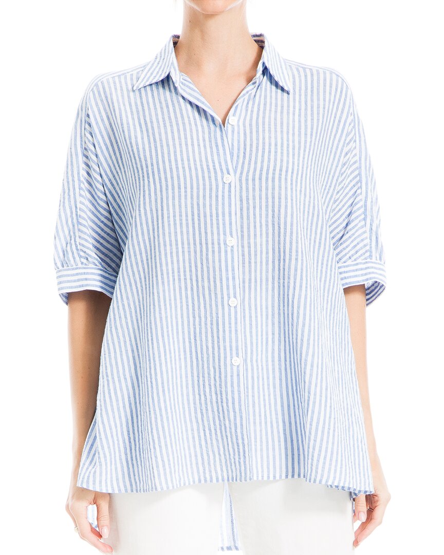 Max Studio High-low Oversized Shirt In Blue