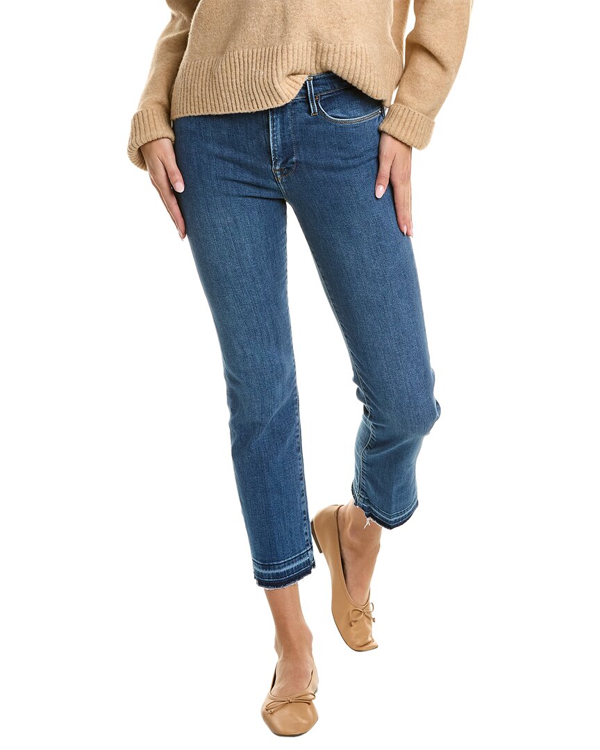 Frame Le High Straight Blue Five-pocket Style Jeans In Cotton Blend Denim Woman In Blue