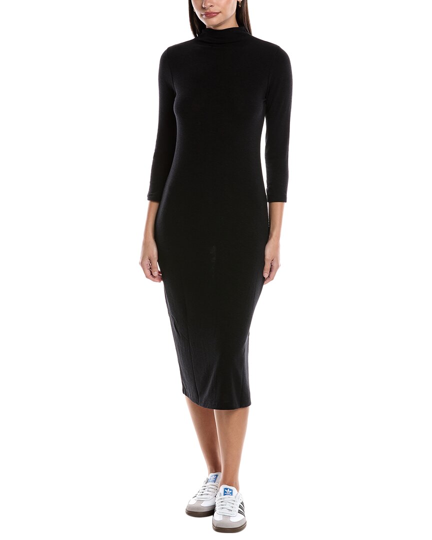 Michael Stars Justine Mock Neck Midi Dress In Black