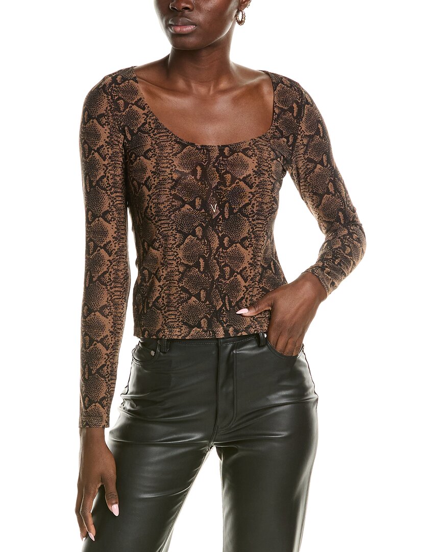 Alice And Olivia Alice + Olivia Delaina Scoop Top In Brown