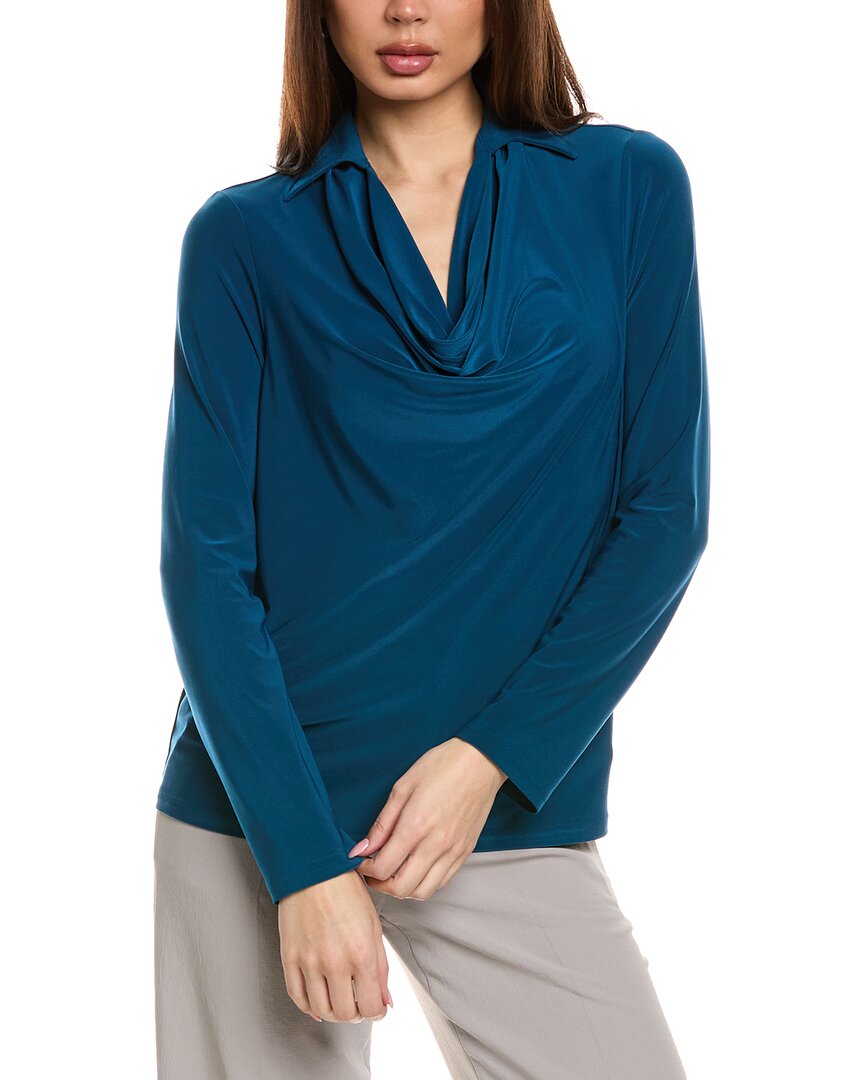Joseph Ribkoff Silky Knit Cowl Neck Top In Twilight In Blue
