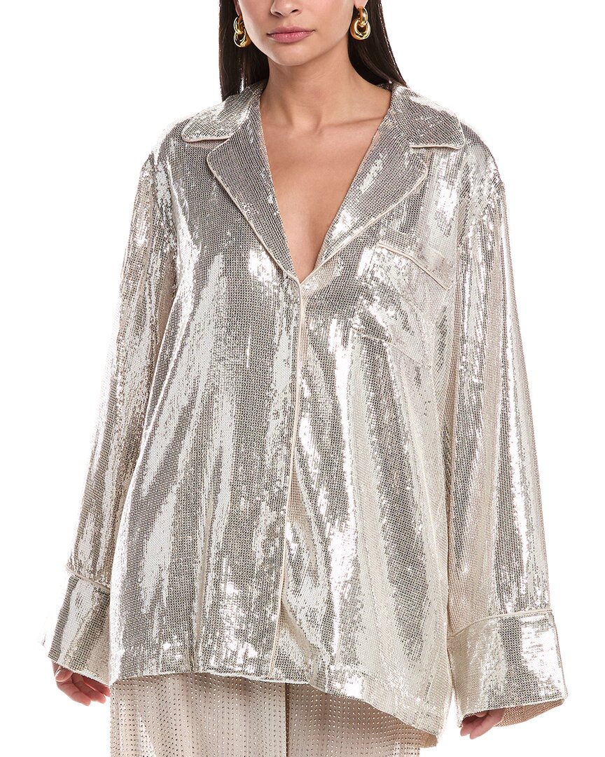 Shop Ronny Kobo Valentina Sequin Blazer In Metallic