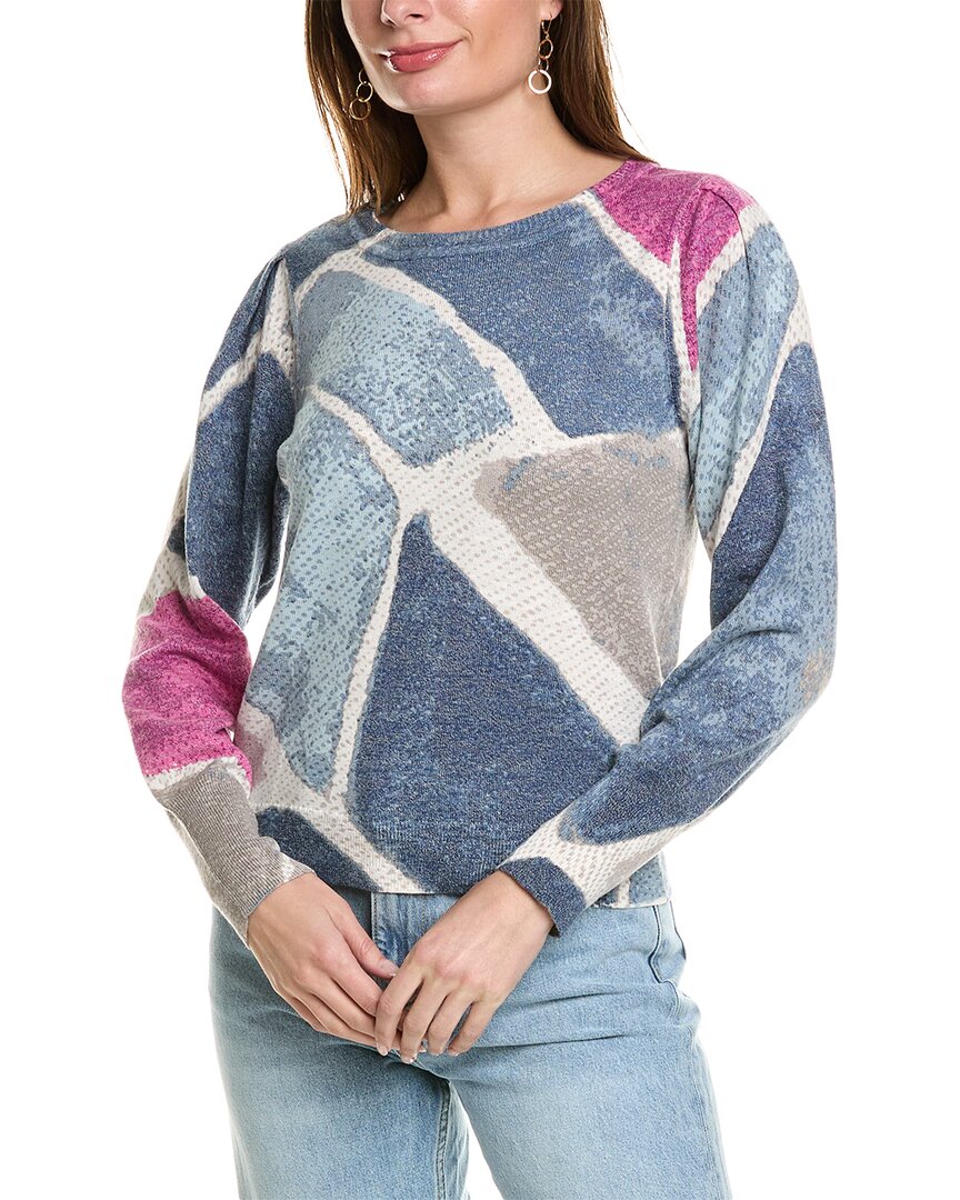 Shop Nic + Zoe Nic+zoe Slub Printed Tiles Femme Sleeve Sweater