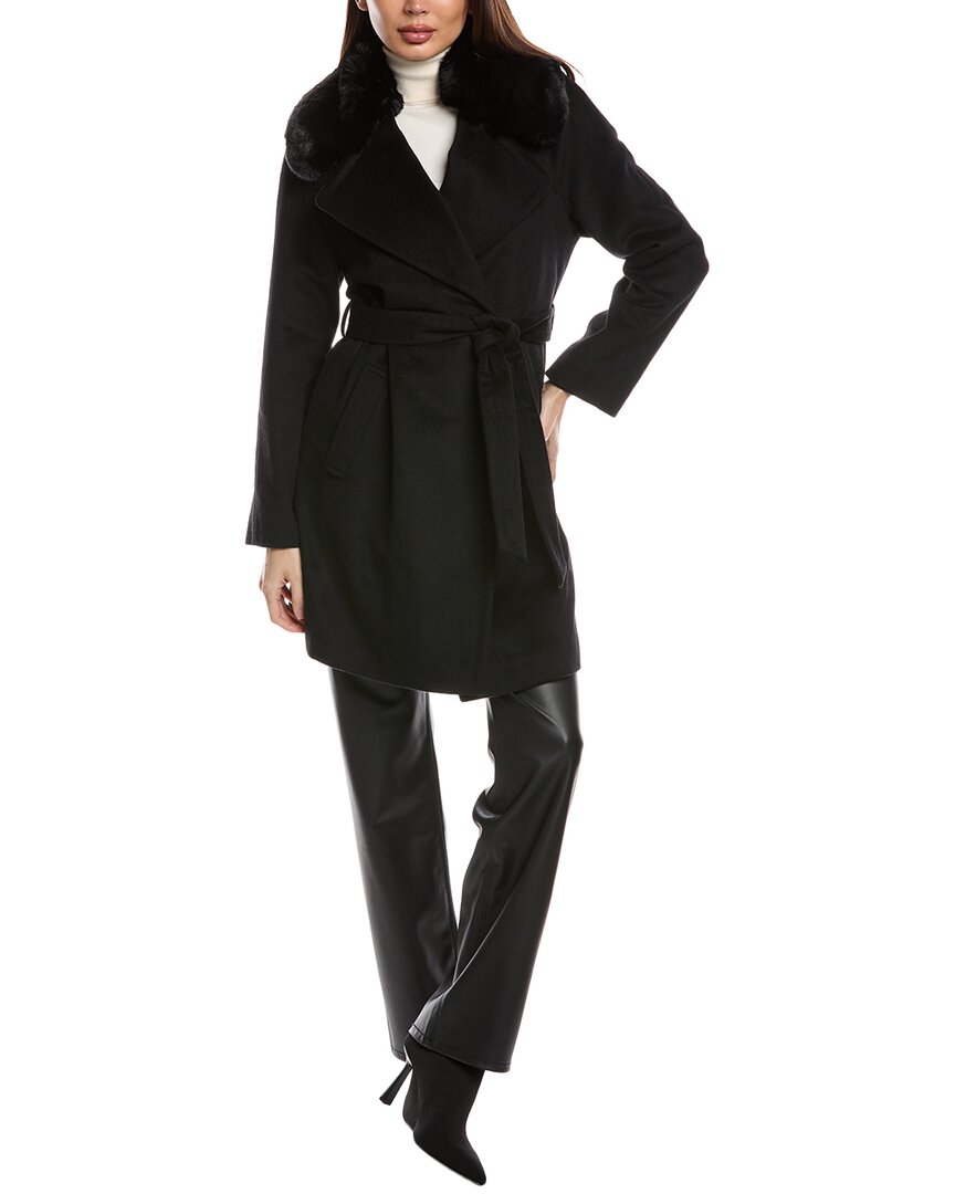 Via Spiga Wool-blend Wrap Coat In Black