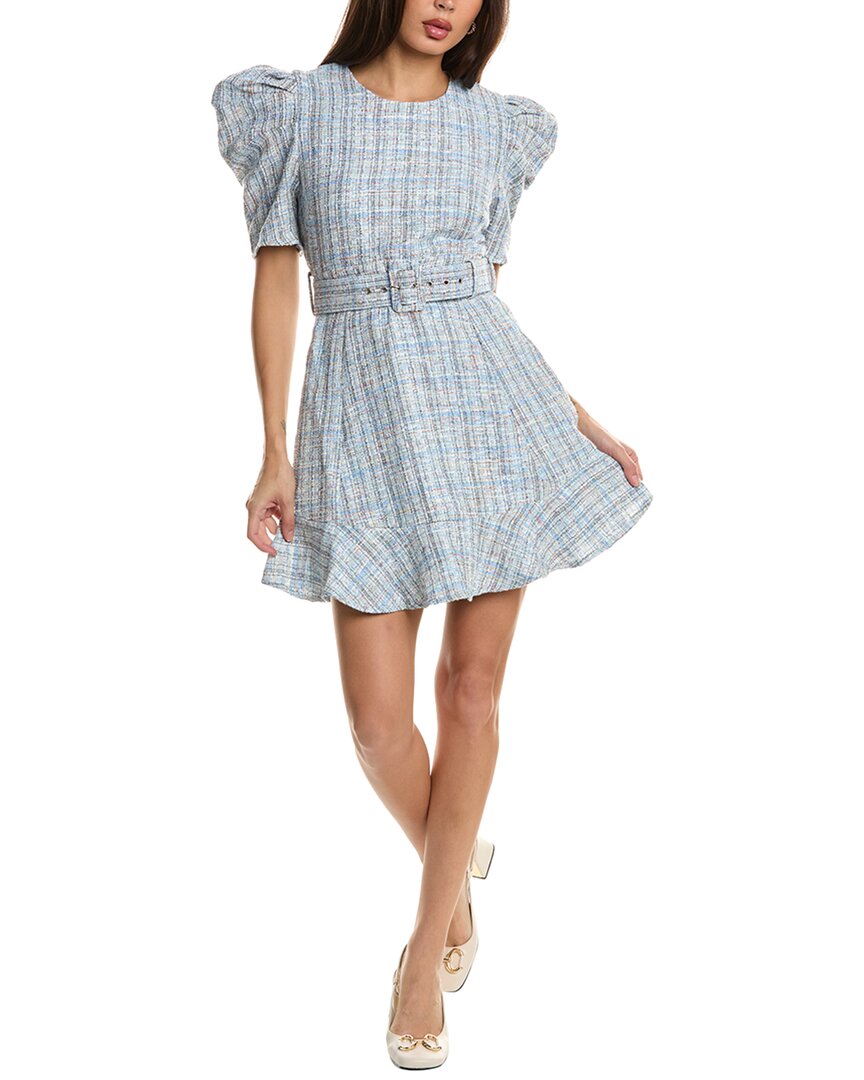 Brook + Lynn Tweed Mini Dress In Blue