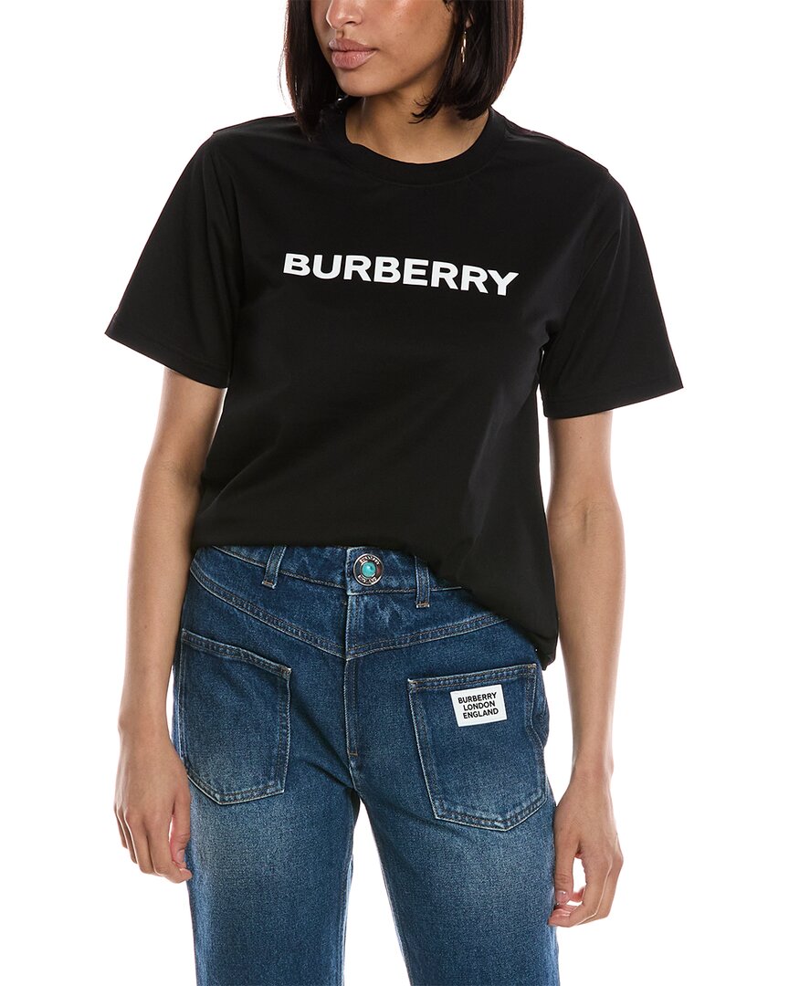 Burberry Black T-shirt With Bold Logo Design In Black