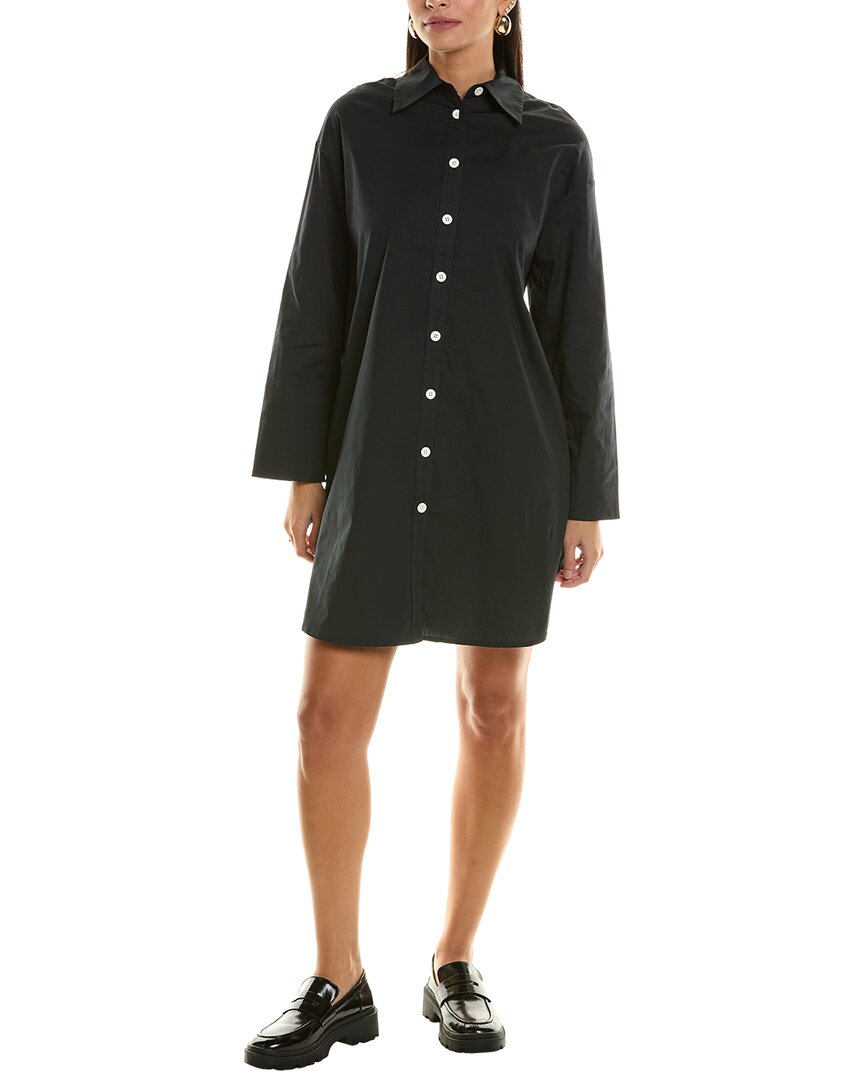 Proenza Schouler White Label Soft Poplin Button-down Shirtdress In Black
